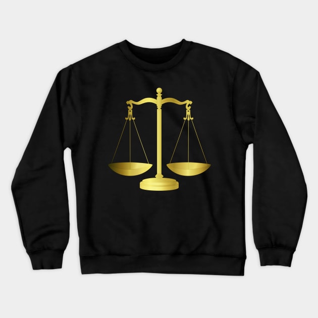 Gold Scales Of Justice on Black keeping law and Order Crewneck Sweatshirt by podartist